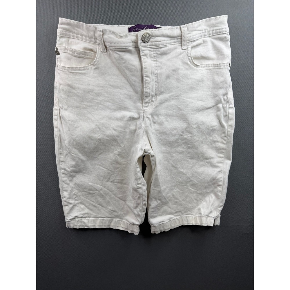 Gloria Vanderbilt Denim Shorts Womens White Embroidered Pockets 30